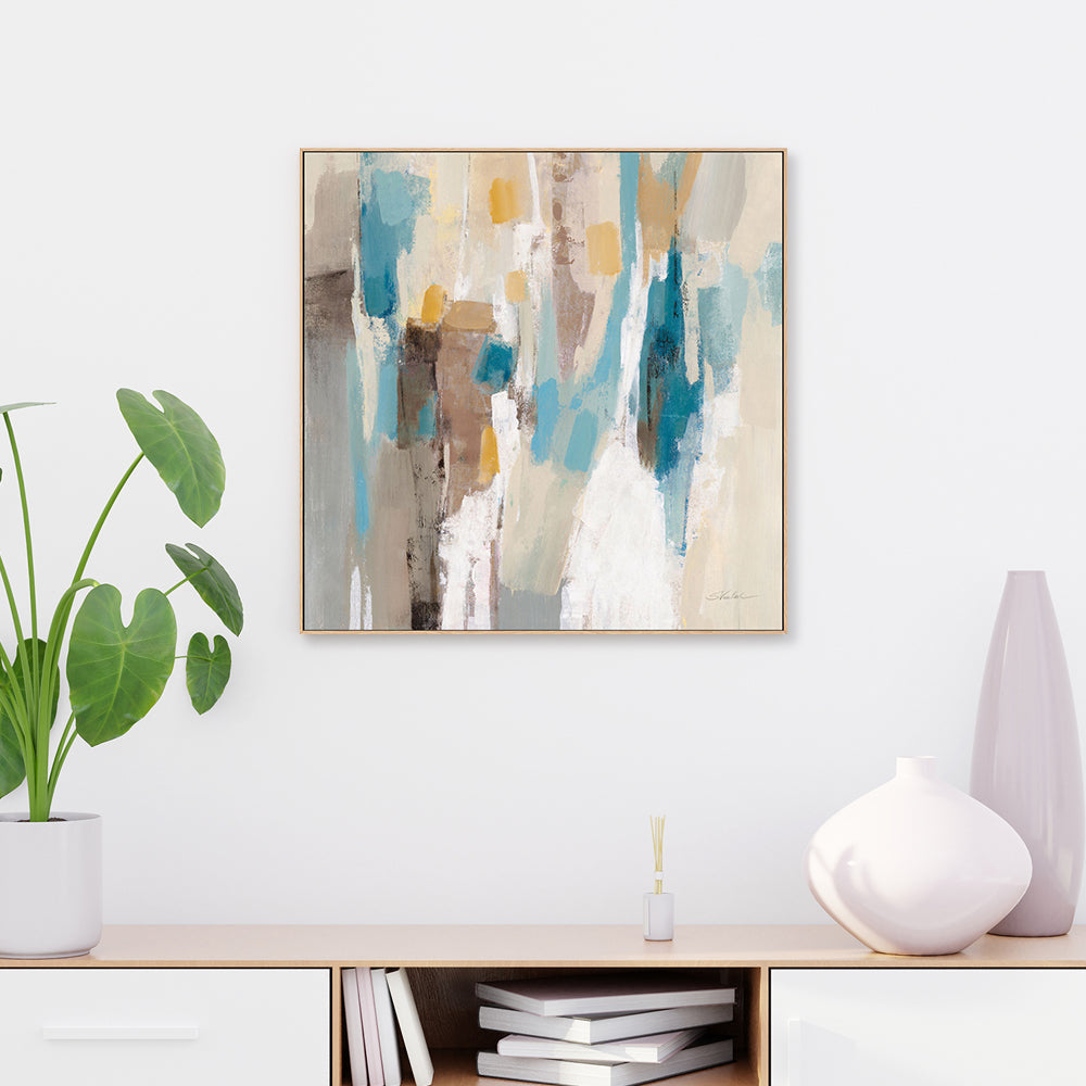 wall-art-print-canvas-poster-framed-Beige And Navy Streaks, Style C , By Silvia Vassileva-GIOIA-WALL-ART