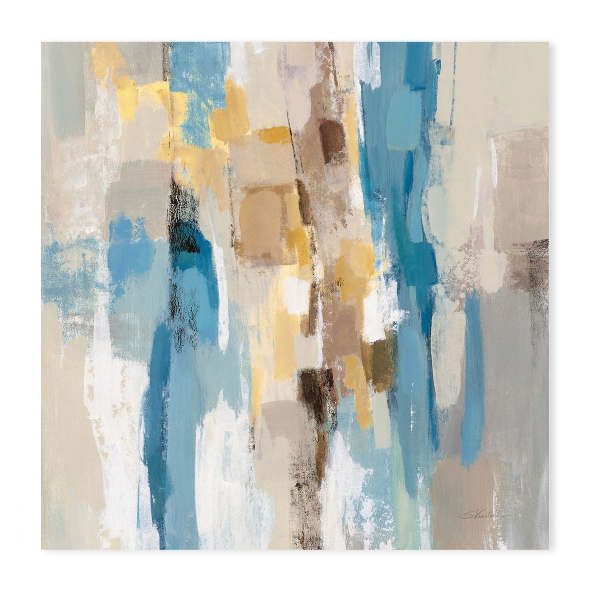 wall-art-print-canvas-poster-framed-Beige And Navy Streaks, Style D , By Silvia Vassileva-GIOIA-WALL-ART