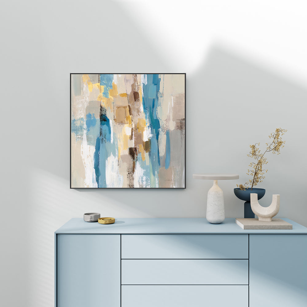 wall-art-print-canvas-poster-framed-Beige And Navy Streaks, Style D , By Silvia Vassileva-GIOIA-WALL-ART