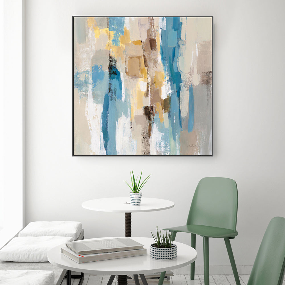 wall-art-print-canvas-poster-framed-Beige And Navy Streaks, Style D , By Silvia Vassileva-GIOIA-WALL-ART