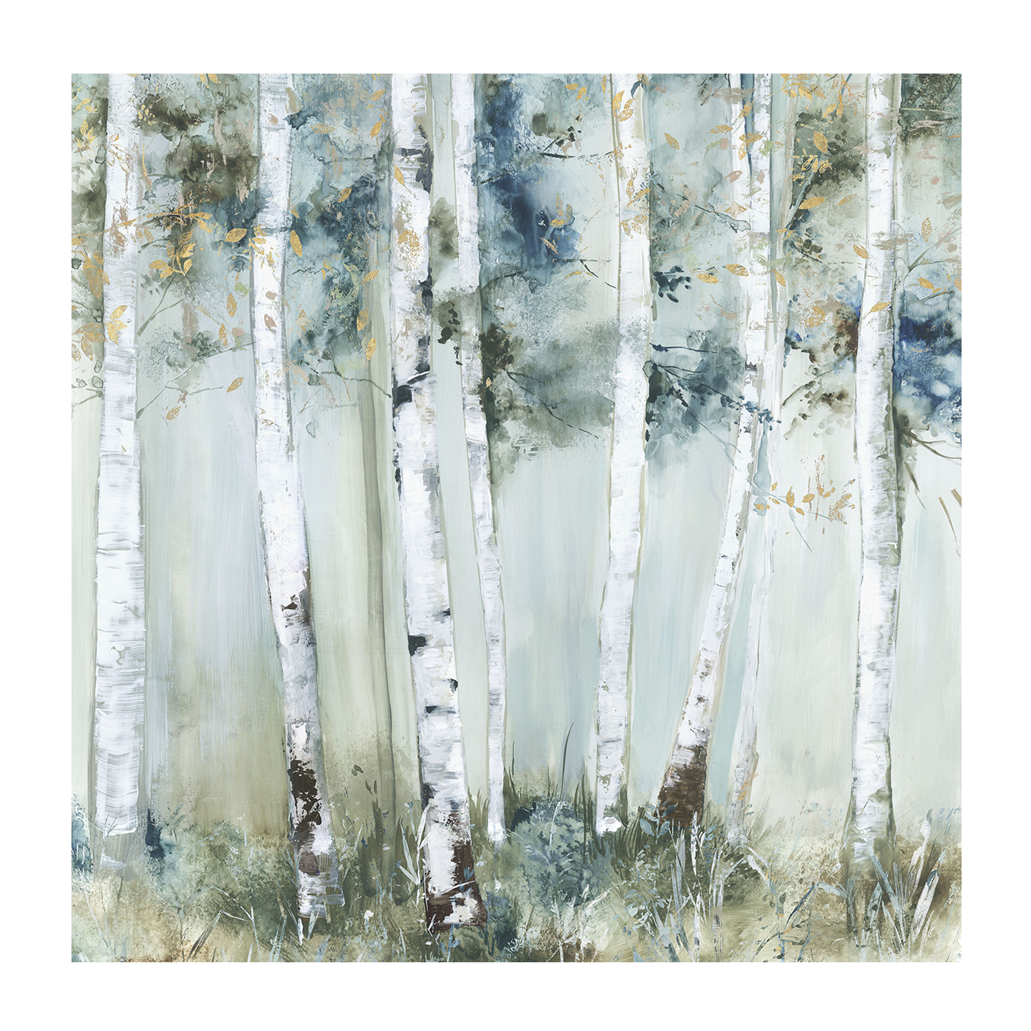wall-art-print-canvas-poster-framed-Birch Blue Forest-1