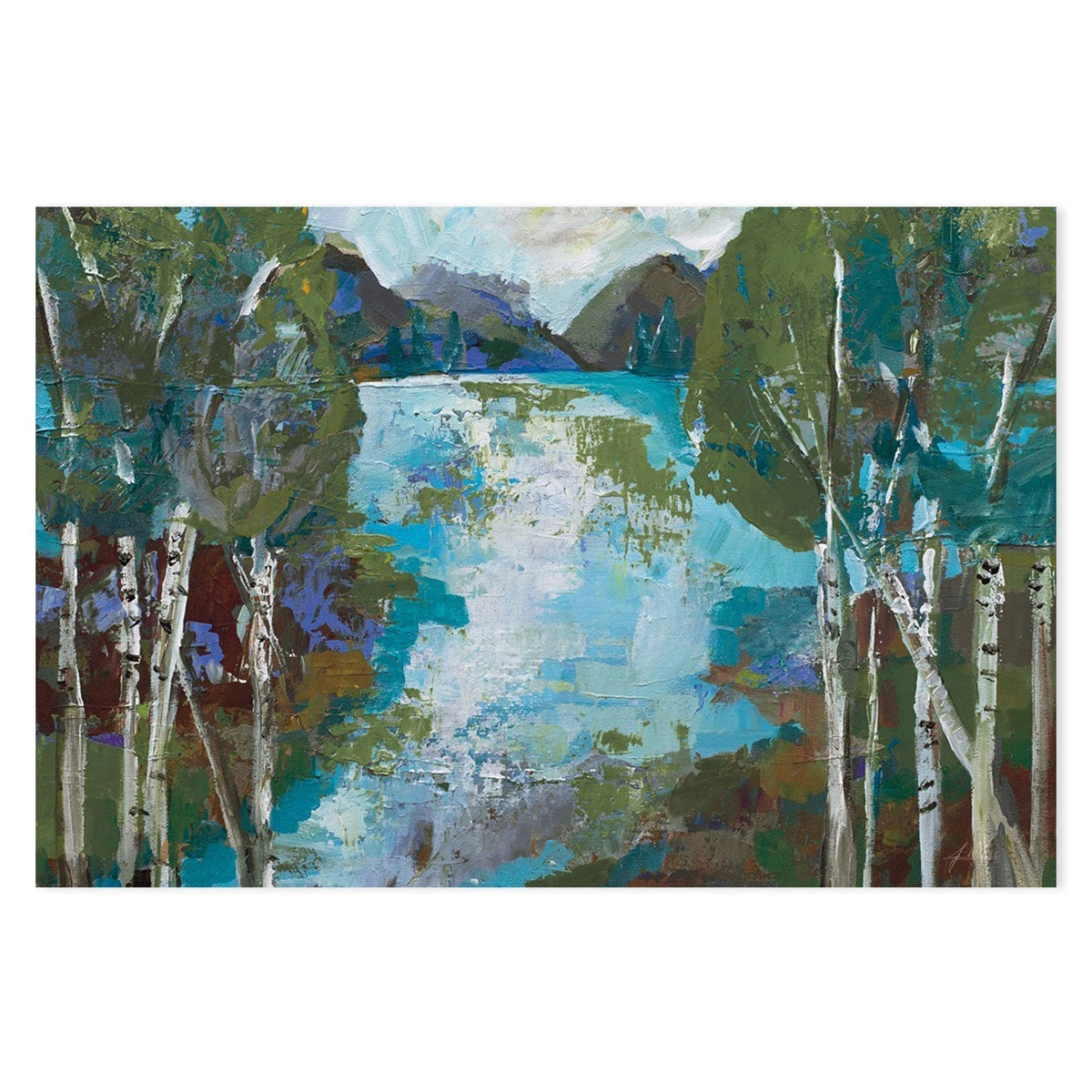 wall-art-print-canvas-poster-framed-Birch Pond Rifle Green-by-Jeanette Vertentes-Gioia Wall Art