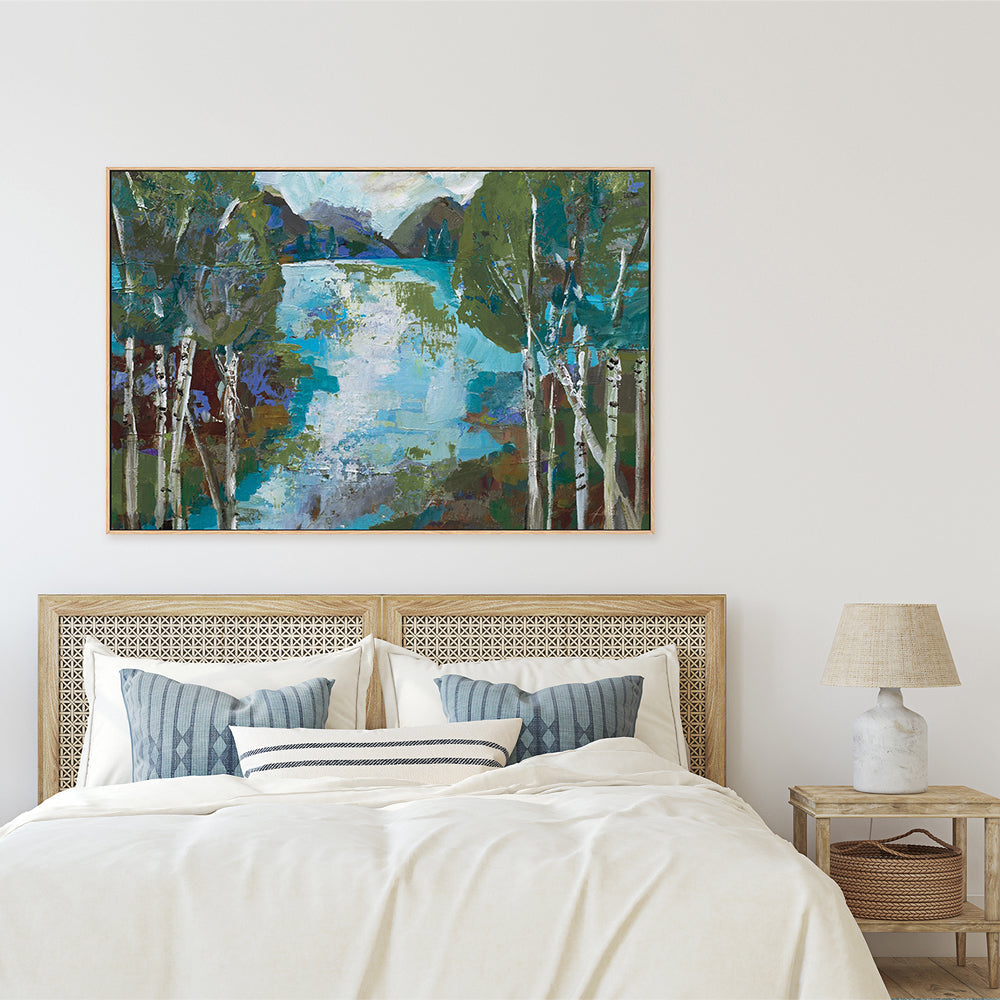 wall-art-print-canvas-poster-framed-Birch Pond Rifle Green-by-Jeanette Vertentes-Gioia Wall Art