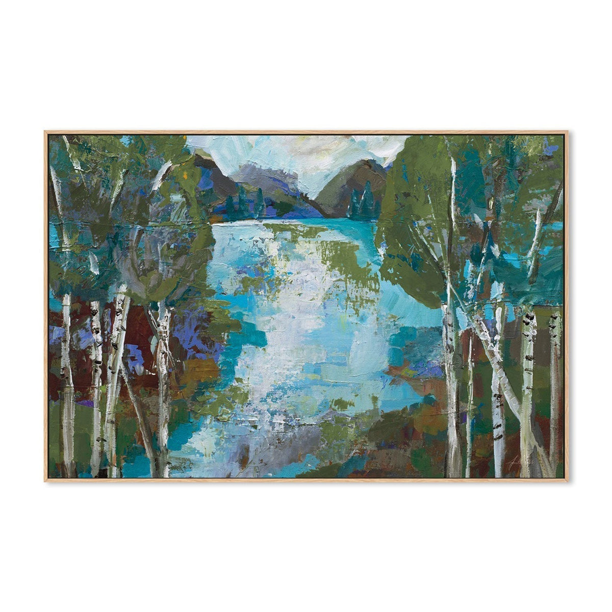 wall-art-print-canvas-poster-framed-Birch Pond Rifle Green-by-Jeanette Vertentes-Gioia Wall Art