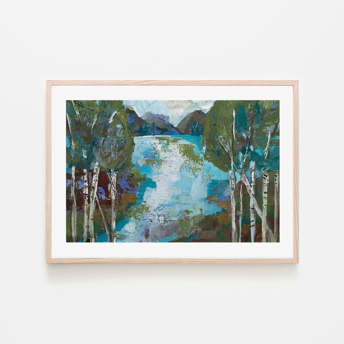 wall-art-print-canvas-poster-framed-Birch Pond Rifle Green-by-Jeanette Vertentes-Gioia Wall Art