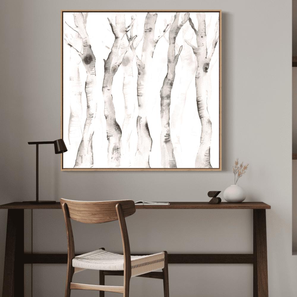 wall-art-print-canvas-poster-framed-Birch Tree Trunks-by-Emily Wood-Gioia Wall Art