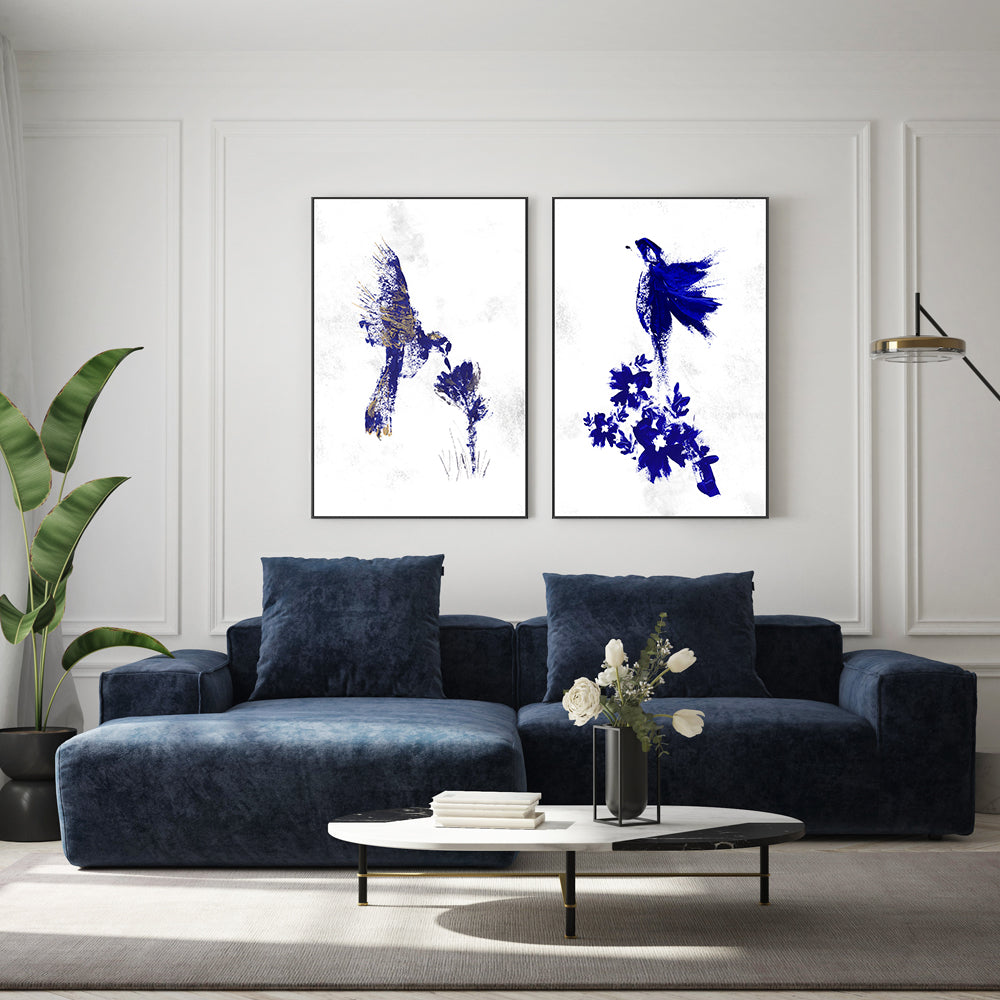 wall-art-print-canvas-poster-framed-Bird Flutter, Style A & B, Set Of 2 , By Danushka Abeygoda-GIOIA-WALL-ART