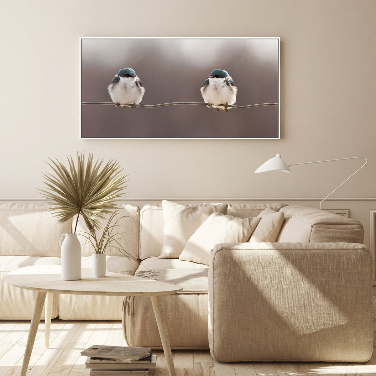 wall-art-print-canvas-poster-framed-Birds On A Wire, by Lucie Gagnon-by-Plus X Studio-Gioia Wall Art