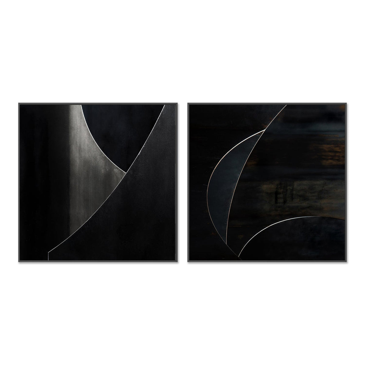 wall-art-print-canvas-poster-framed-Black Abstract Geometry, Style A & B, Set Of 2 , By Gilbert Claes-GIOIA-WALL-ART