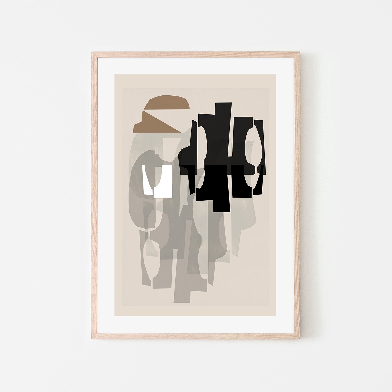 wall-art-print-canvas-poster-framed-Black and White and Brown Relief, Style A-6
