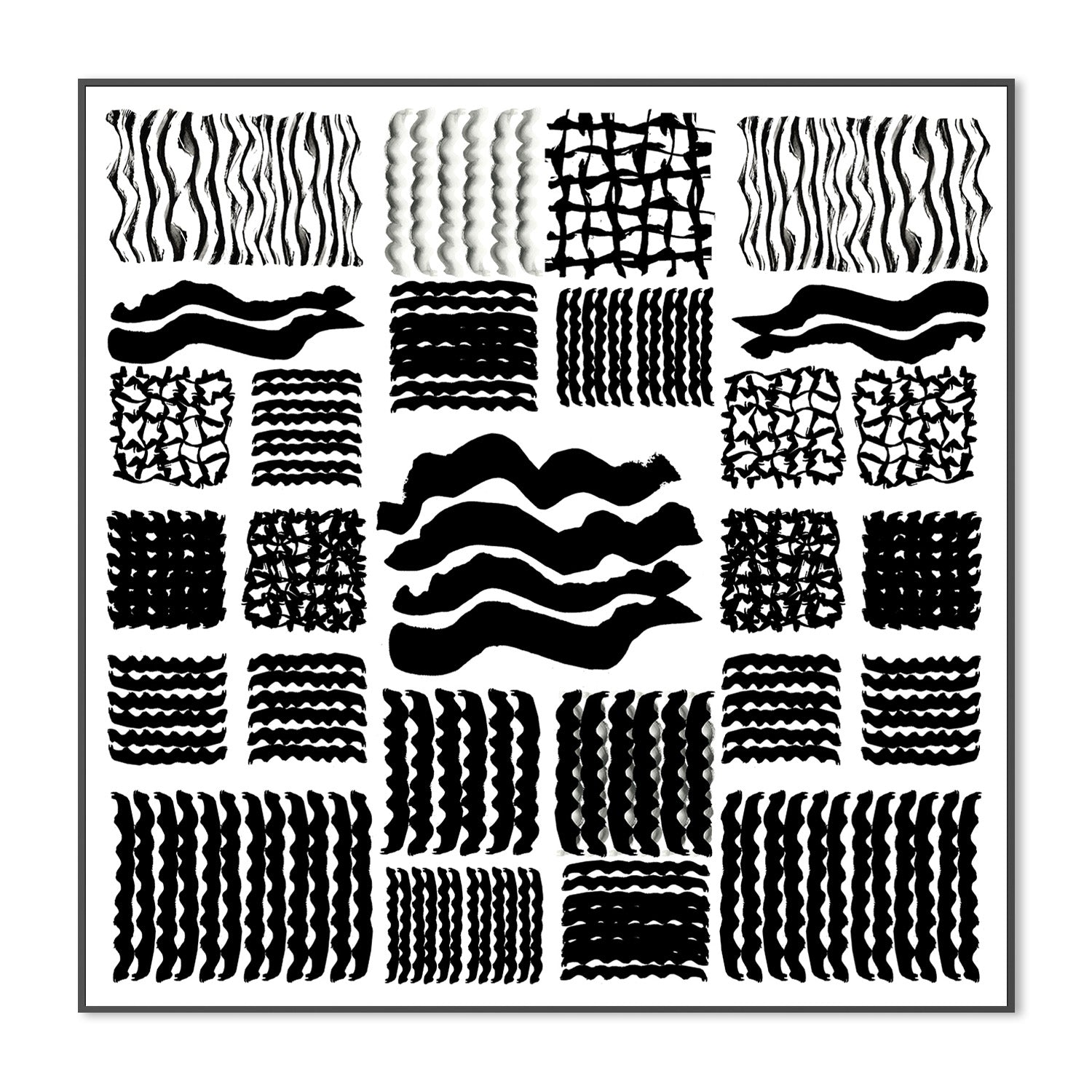 wall-art-print-canvas-poster-framed-Black and White Squiggle Grid, Style A-3