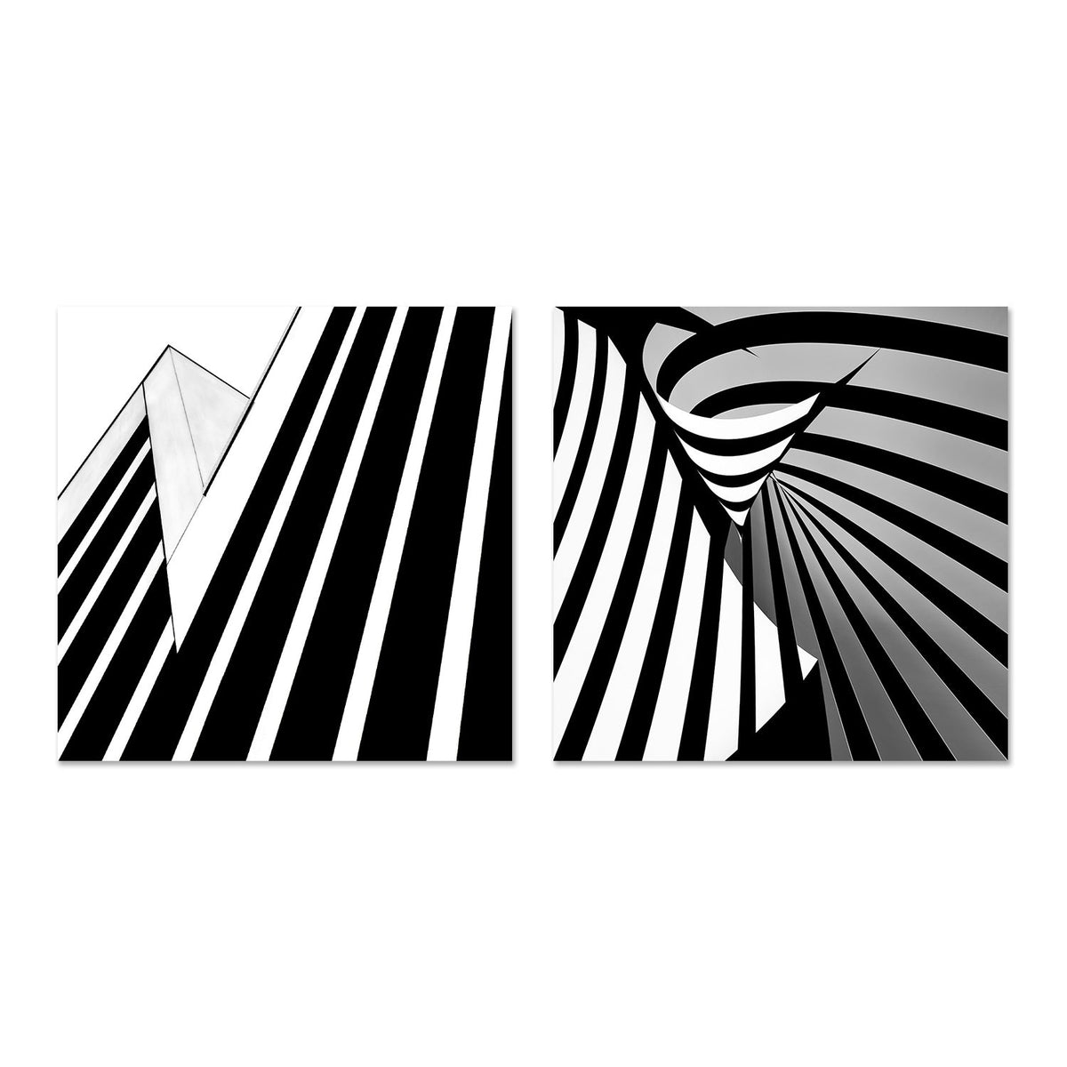 wall-art-print-canvas-poster-framed-Black And White Striped Geometry, Style A & B, Set Of 2 , By Gilbert Claes-GIOIA-WALL-ART