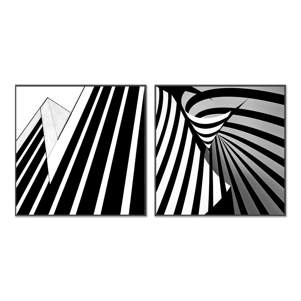wall-art-print-canvas-poster-framed-Black And White Striped Geometry, Style A & B, Set Of 2 , By Gilbert Claes-GIOIA-WALL-ART