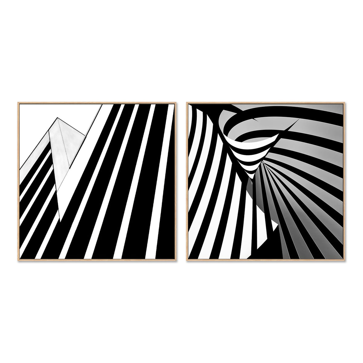 wall-art-print-canvas-poster-framed-Black And White Striped Geometry, Style A & B, Set Of 2 , By Gilbert Claes-GIOIA-WALL-ART