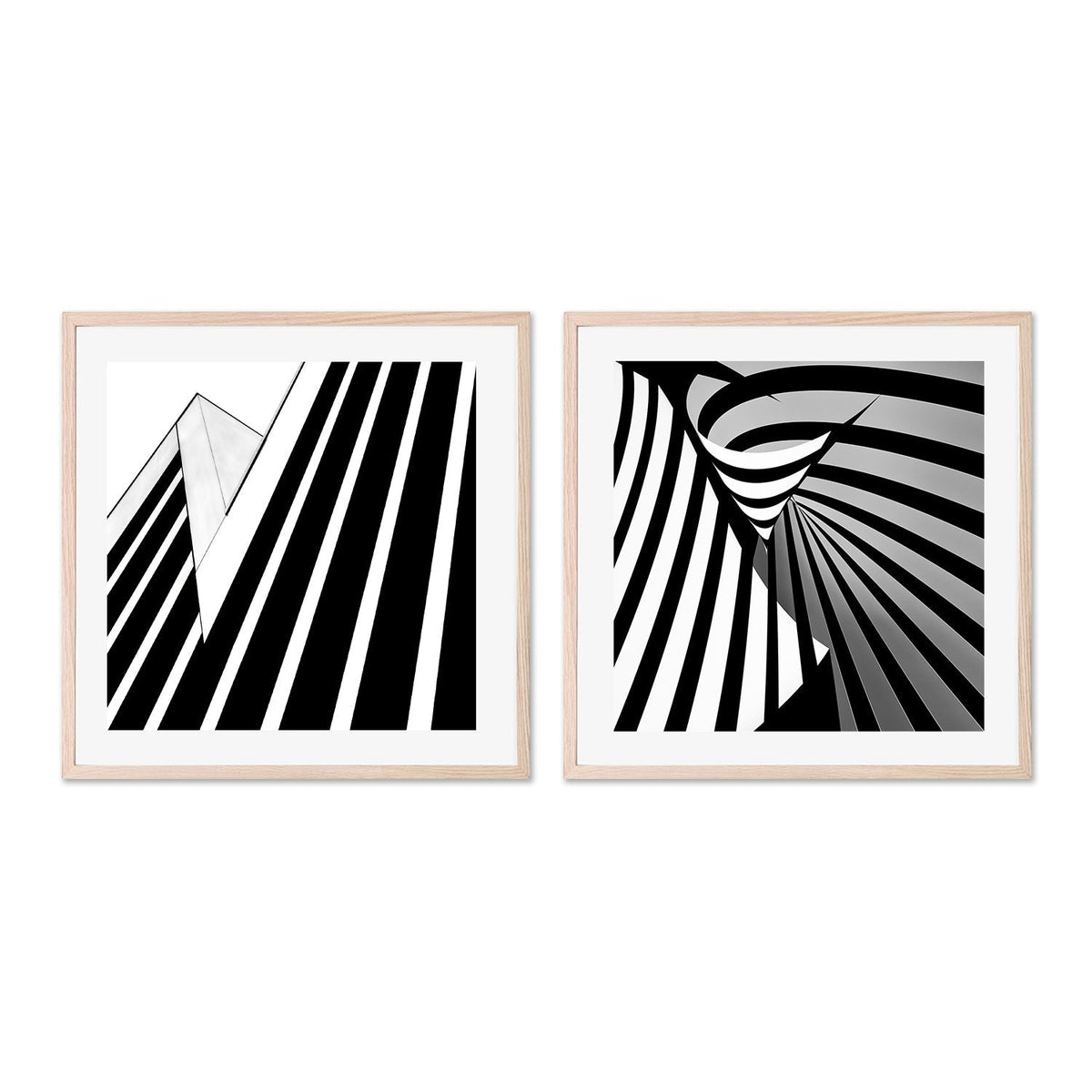 wall-art-print-canvas-poster-framed-Black And White Striped Geometry, Style A & B, Set Of 2 , By Gilbert Claes-GIOIA-WALL-ART