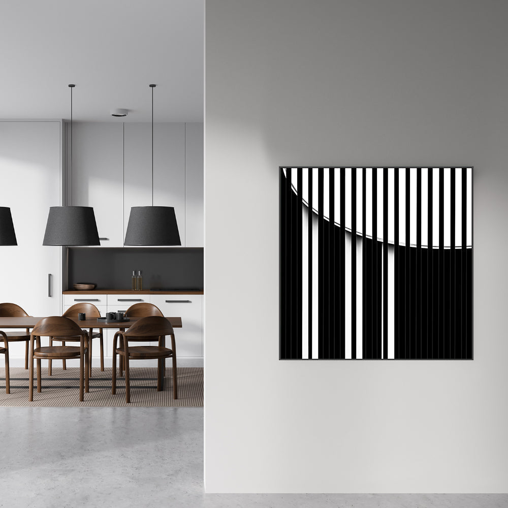 wall-art-print-canvas-poster-framed-Black And White Striped Geometry, Style A , By Gilbert Claes-GIOIA-WALL-ART