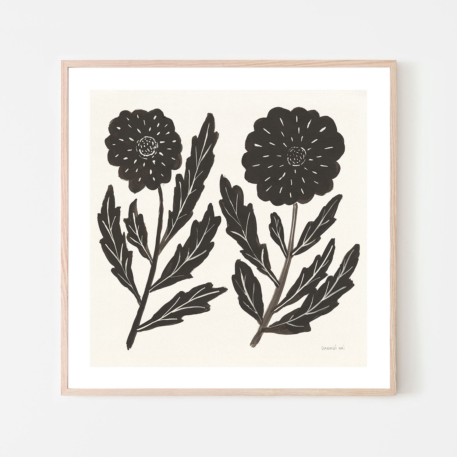 wall-art-print-canvas-poster-framed-Black Flowers, Style B , By Danhui Nai-GIOIA-WALL-ART