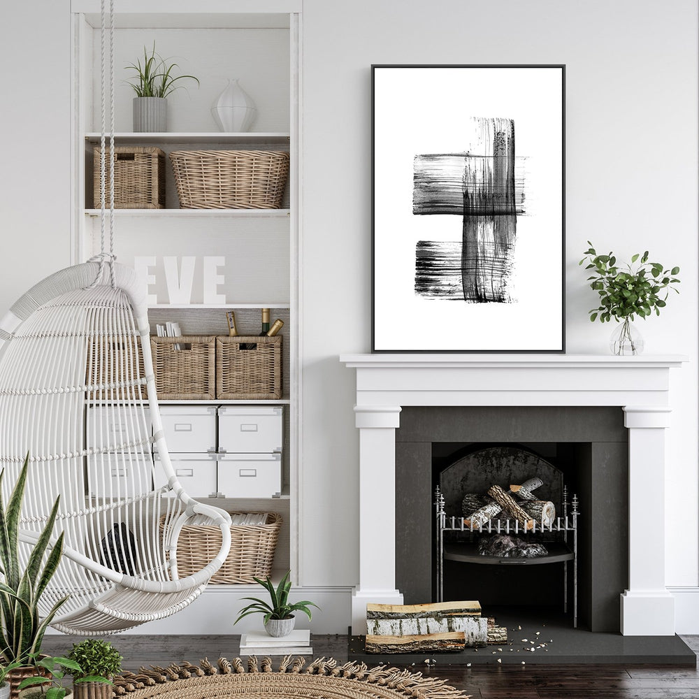 wall-art-print-canvas-poster-framed-Black Ink Stroke, Style D-by-Danushka Abeygoda-Gioia Wall Art