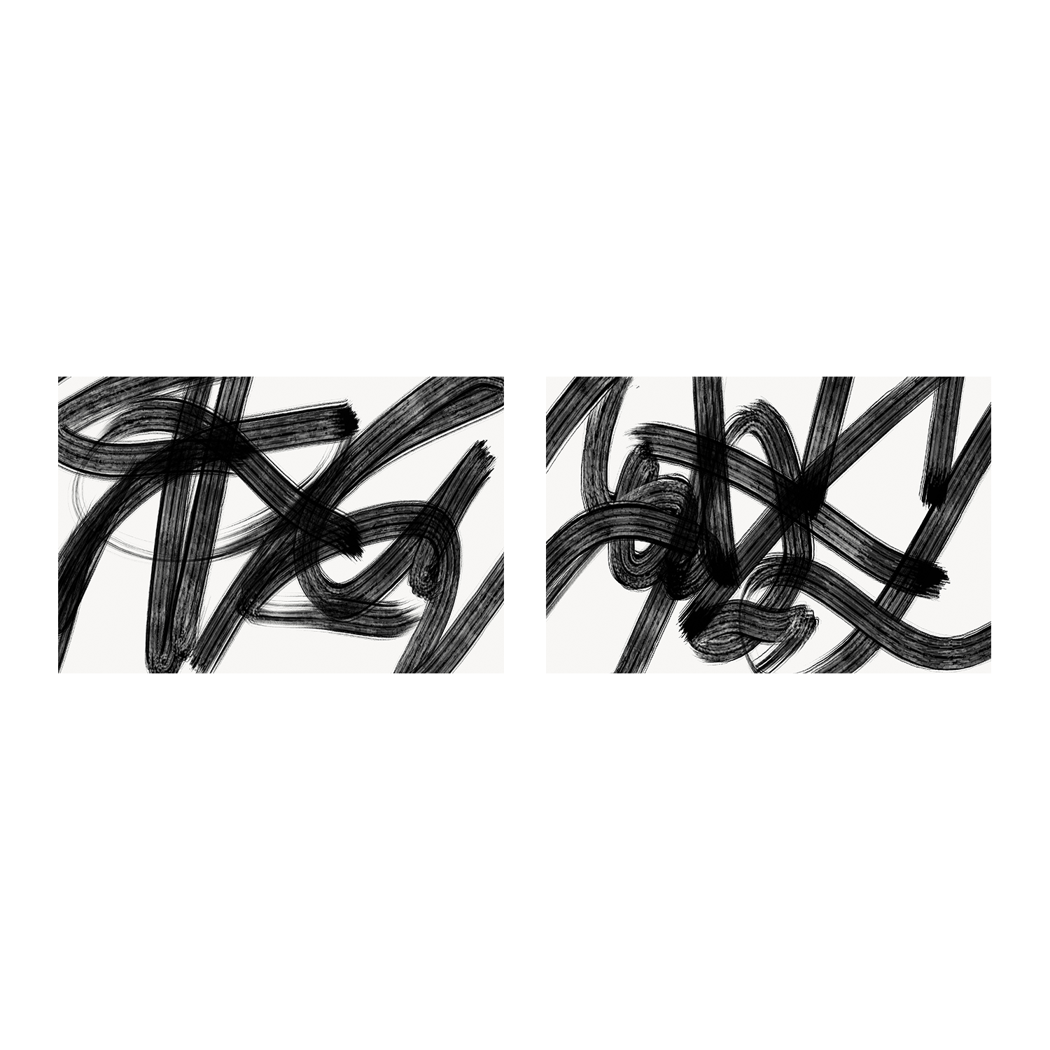 wall-art-print-canvas-poster-framed-Black Scribbles, Style A & B, Set Of 2 , By Kim Curinga-1