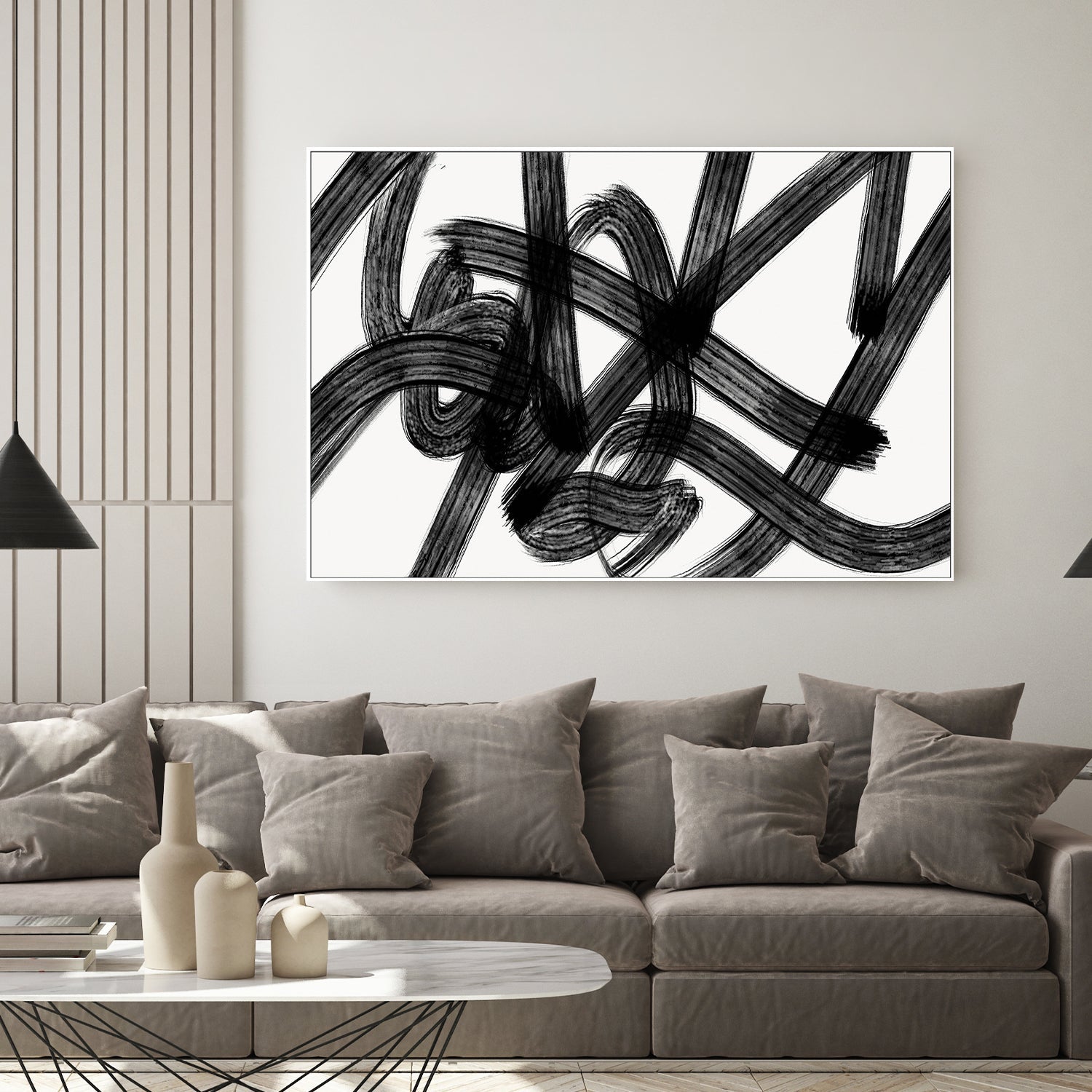 wall-art-print-canvas-poster-framed-Black Scribbles, Style B , By Kim Curinga-2