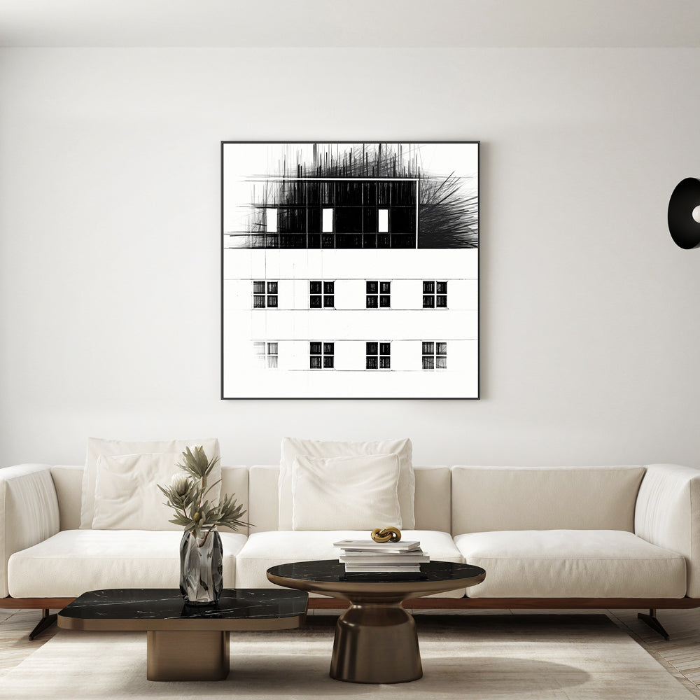 wall-art-print-canvas-poster-framed-Black Sketched Building , By Gilbert Claes-GIOIA-WALL-ART