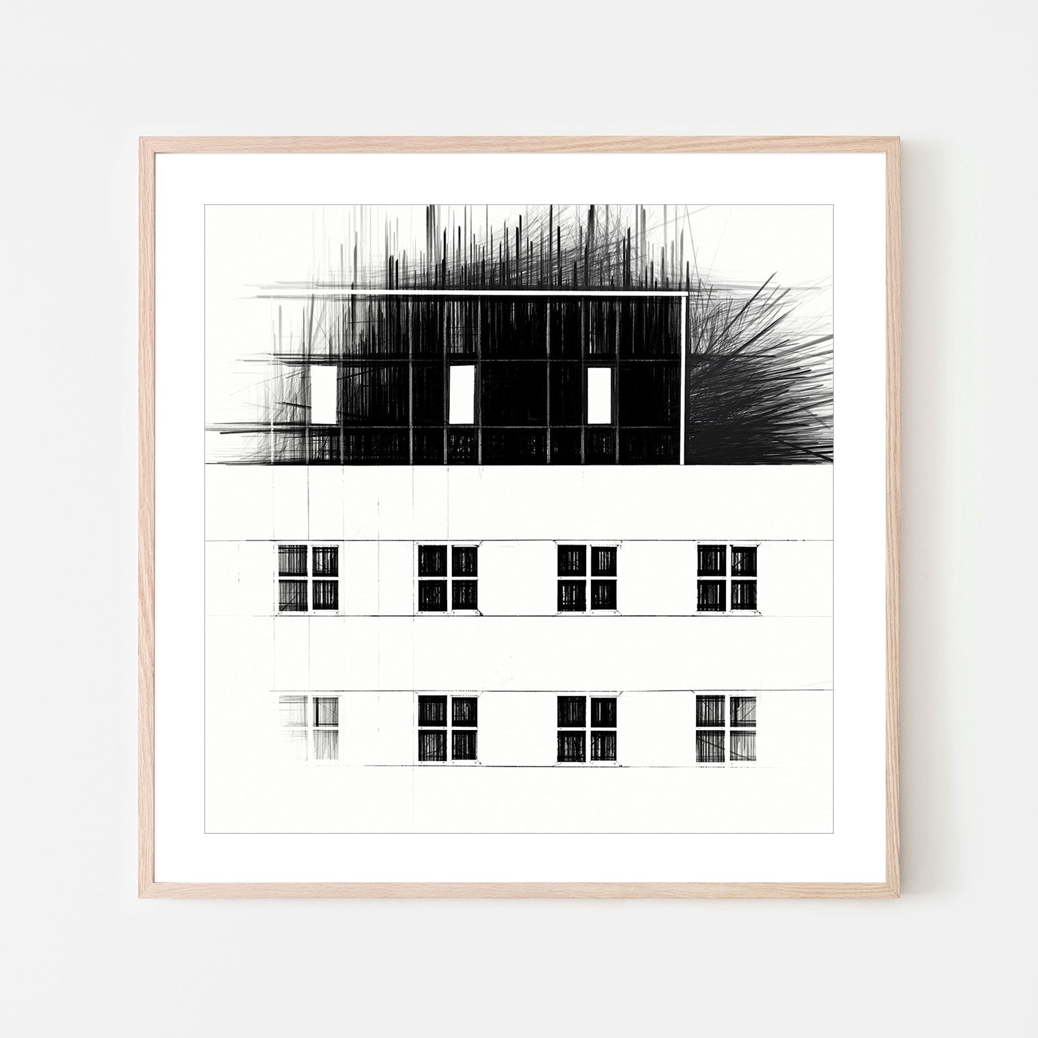 wall-art-print-canvas-poster-framed-Black Sketched Building , By Gilbert Claes-GIOIA-WALL-ART