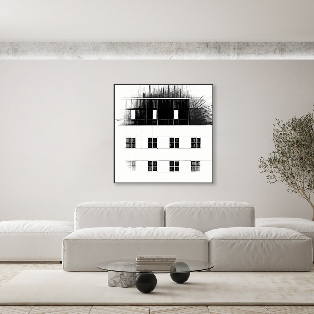 wall-art-print-canvas-poster-framed-Black Sketched Building , By Gilbert Claes-GIOIA-WALL-ART