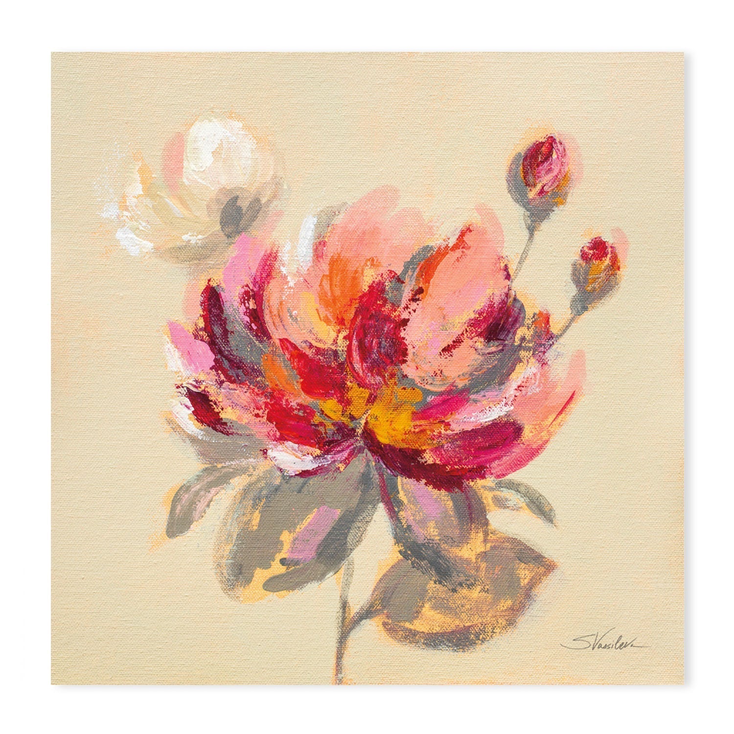 wall-art-print-canvas-poster-framed-Blooming Red Peony , By Silvia Vassileva-GIOIA-WALL-ART