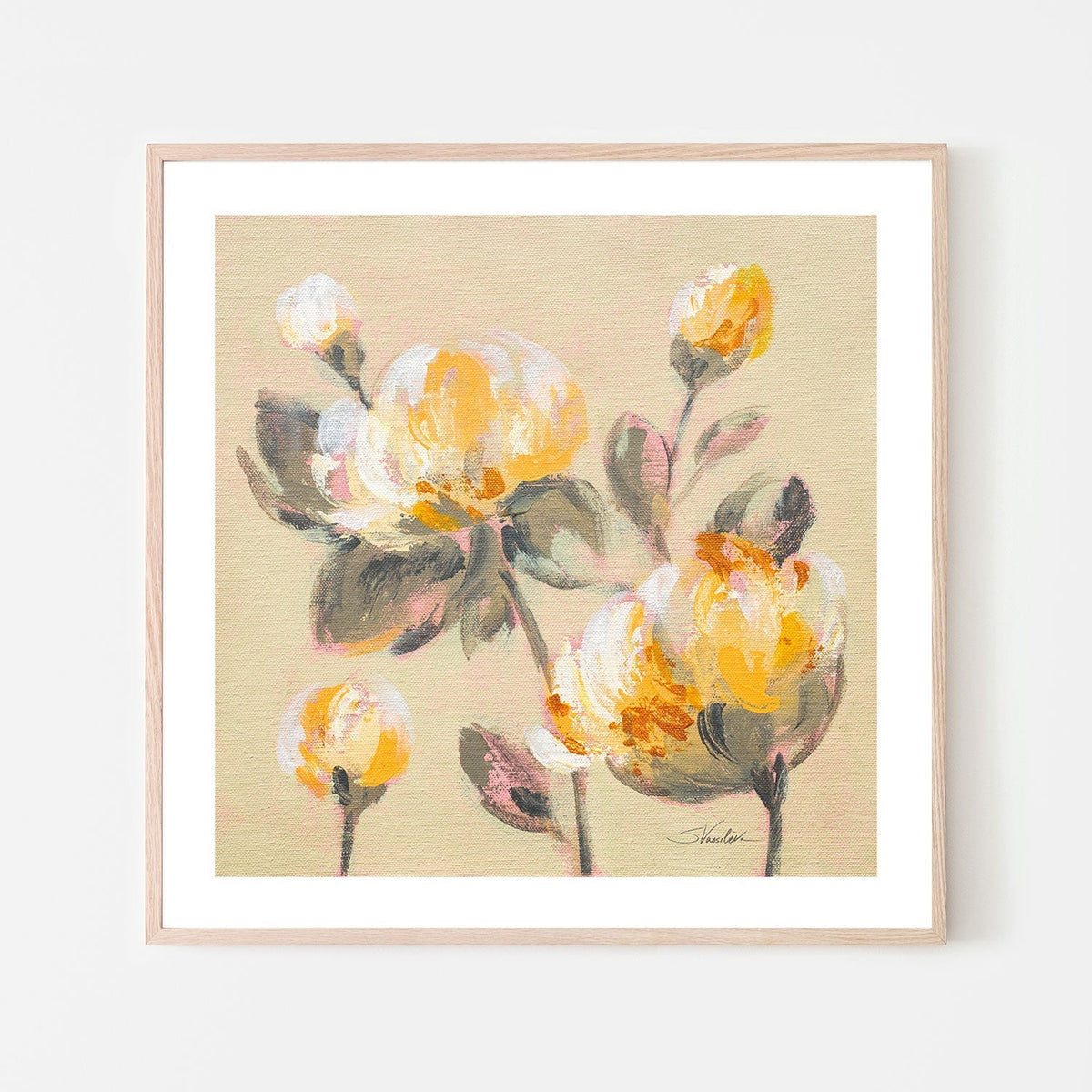 wall-art-print-canvas-poster-framed-Blooming Yellow Peonies , By Silvia Vassileva-GIOIA-WALL-ART
