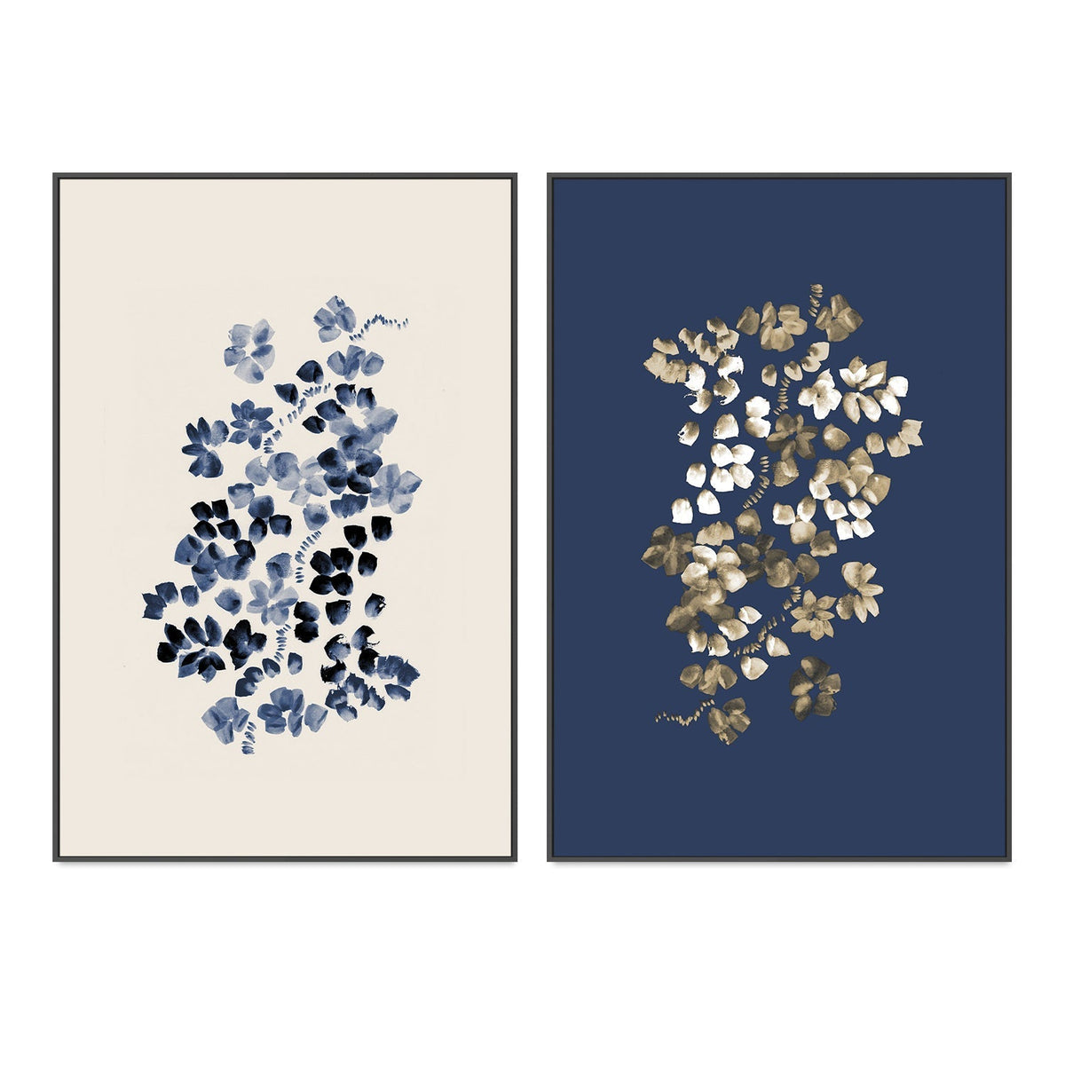wall-art-print-canvas-poster-framed-Blossoms On A Vine, Style A & B, Set Of 2 , By Danushka Abeygoda-GIOIA-WALL-ART