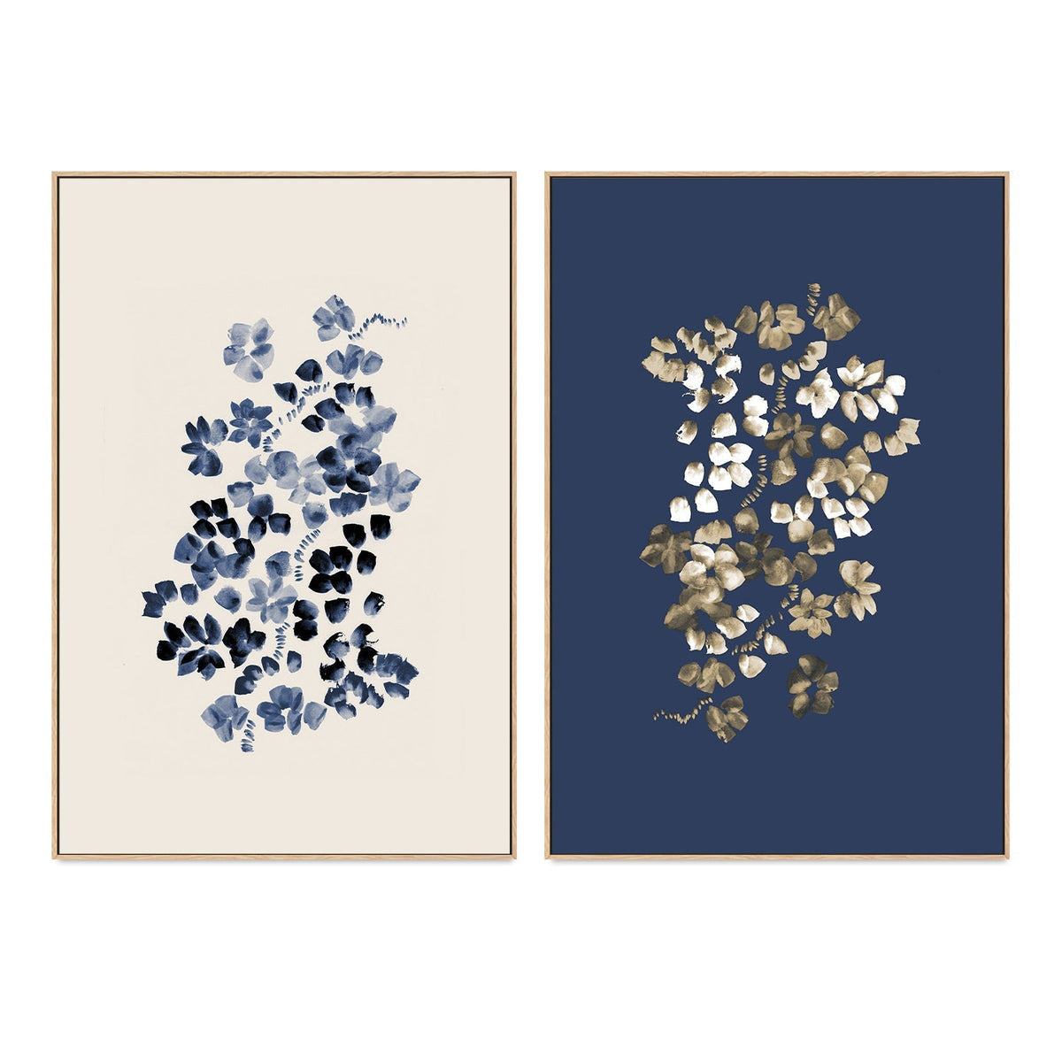 wall-art-print-canvas-poster-framed-Blossoms On A Vine, Style A & B, Set Of 2 , By Danushka Abeygoda-GIOIA-WALL-ART