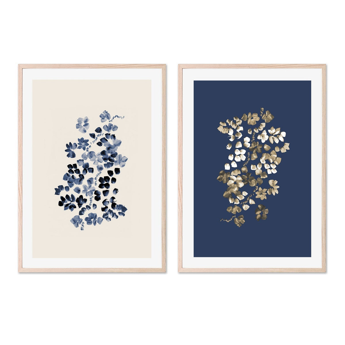 wall-art-print-canvas-poster-framed-Blossoms On A Vine, Style A & B, Set Of 2 , By Danushka Abeygoda-GIOIA-WALL-ART