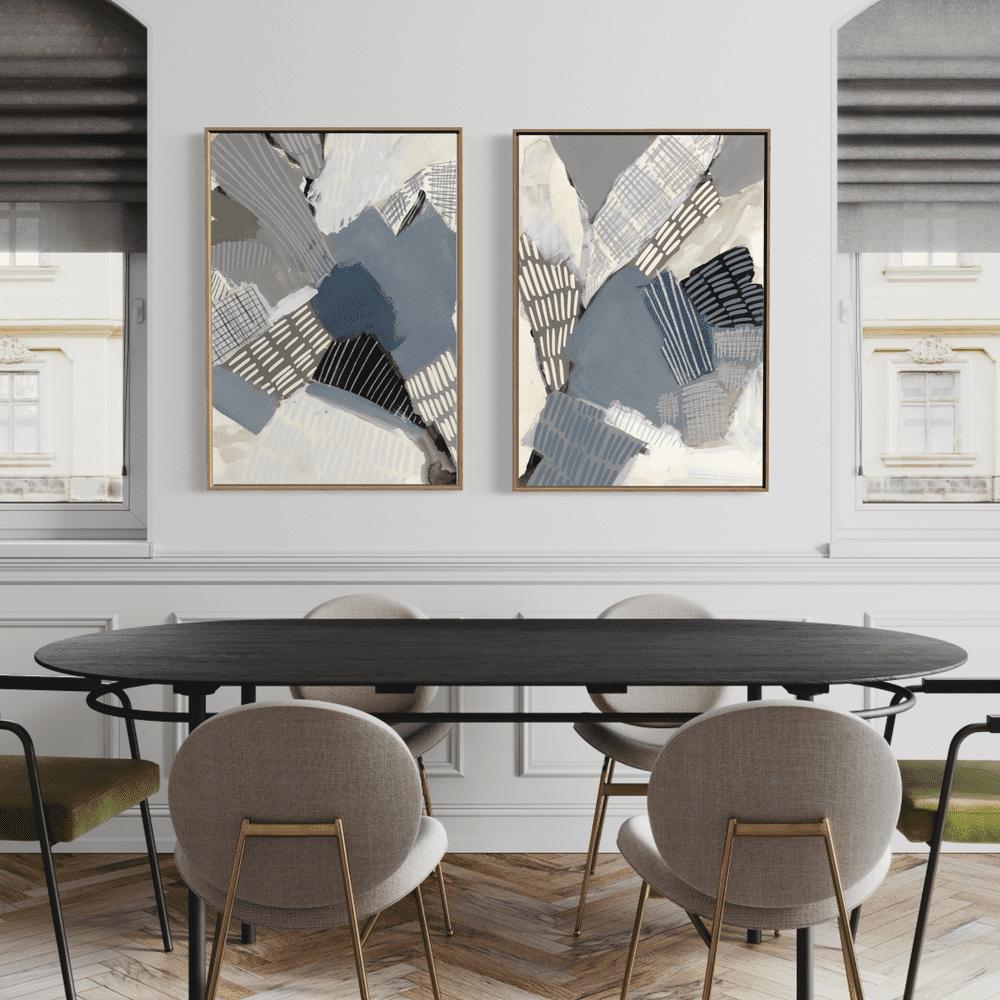 wall-art-print-canvas-poster-framed-Blue And Grey Abstract, Set Of 2-by-Emily Wood-Gioia Wall Art