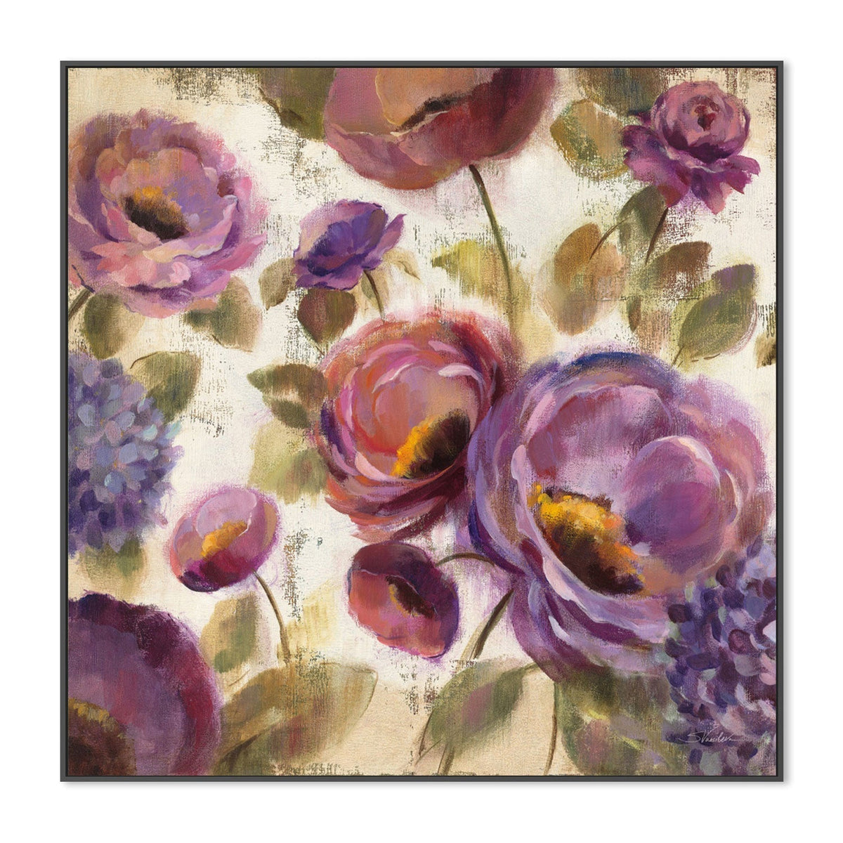 wall-art-print-canvas-poster-framed-Blue and Purple Flower Song, Style A-by-Silvia Vassileva-Gioia Wall Art