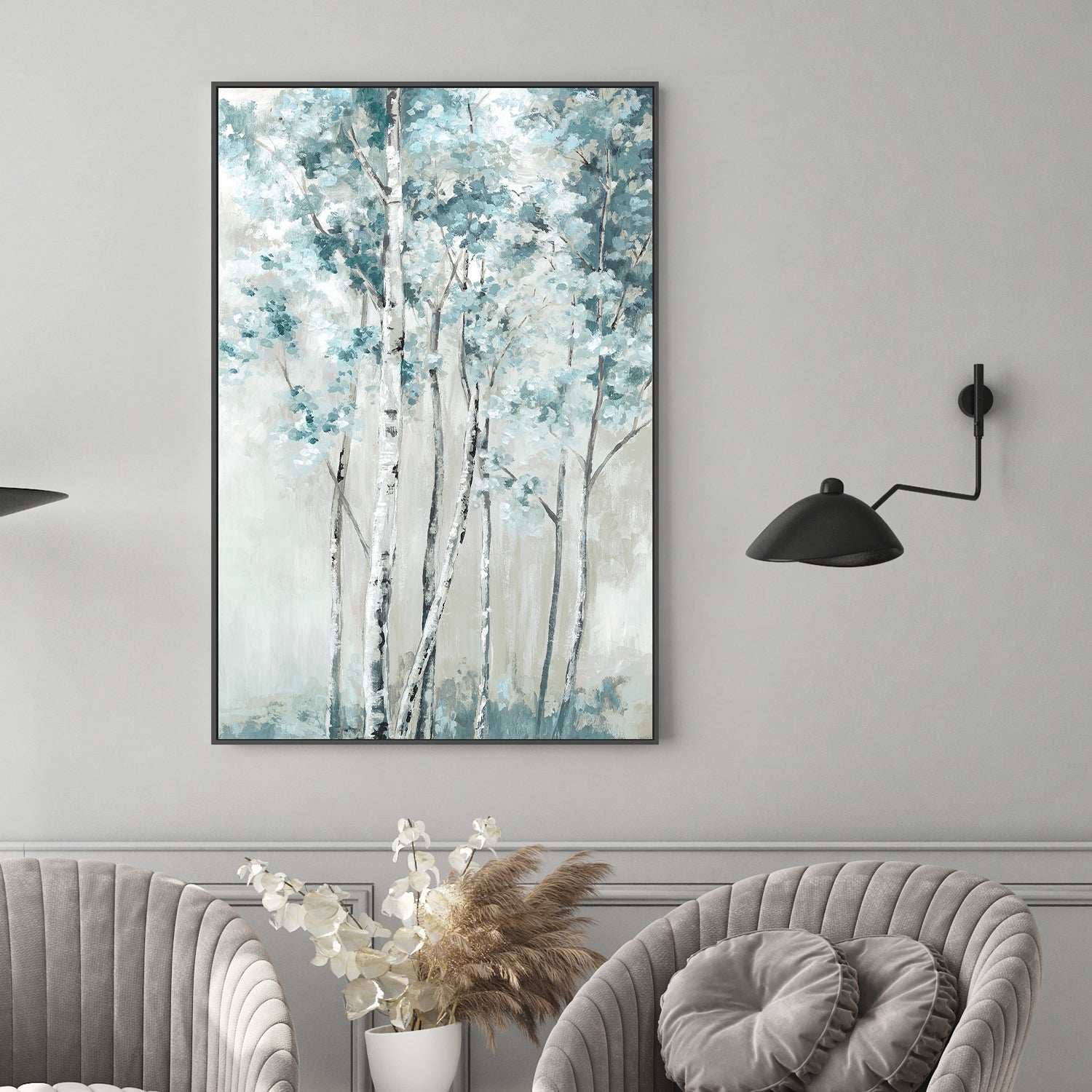 wall-art-print-canvas-poster-framed-Blue Birch Forest-2