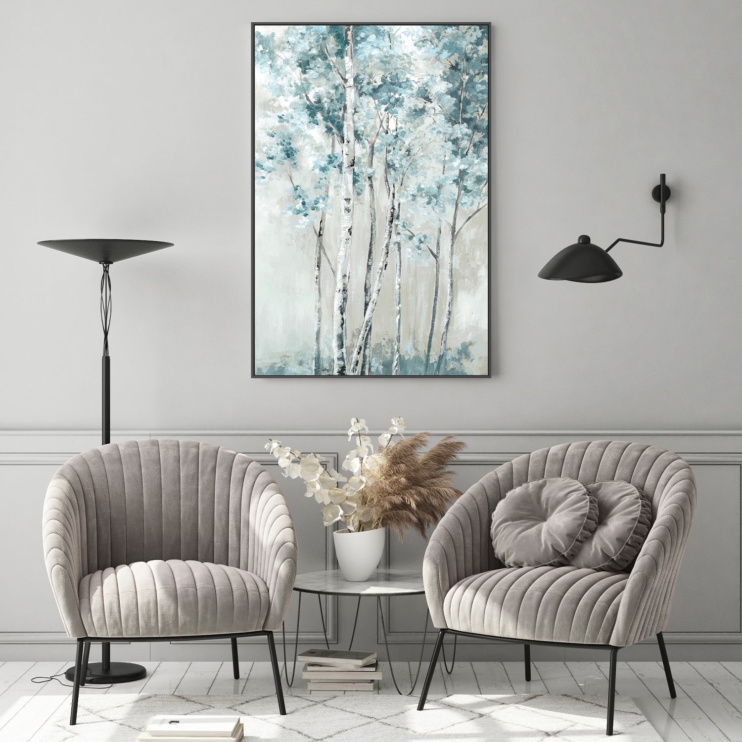 wall-art-print-canvas-poster-framed-Blue Birch Forest-7