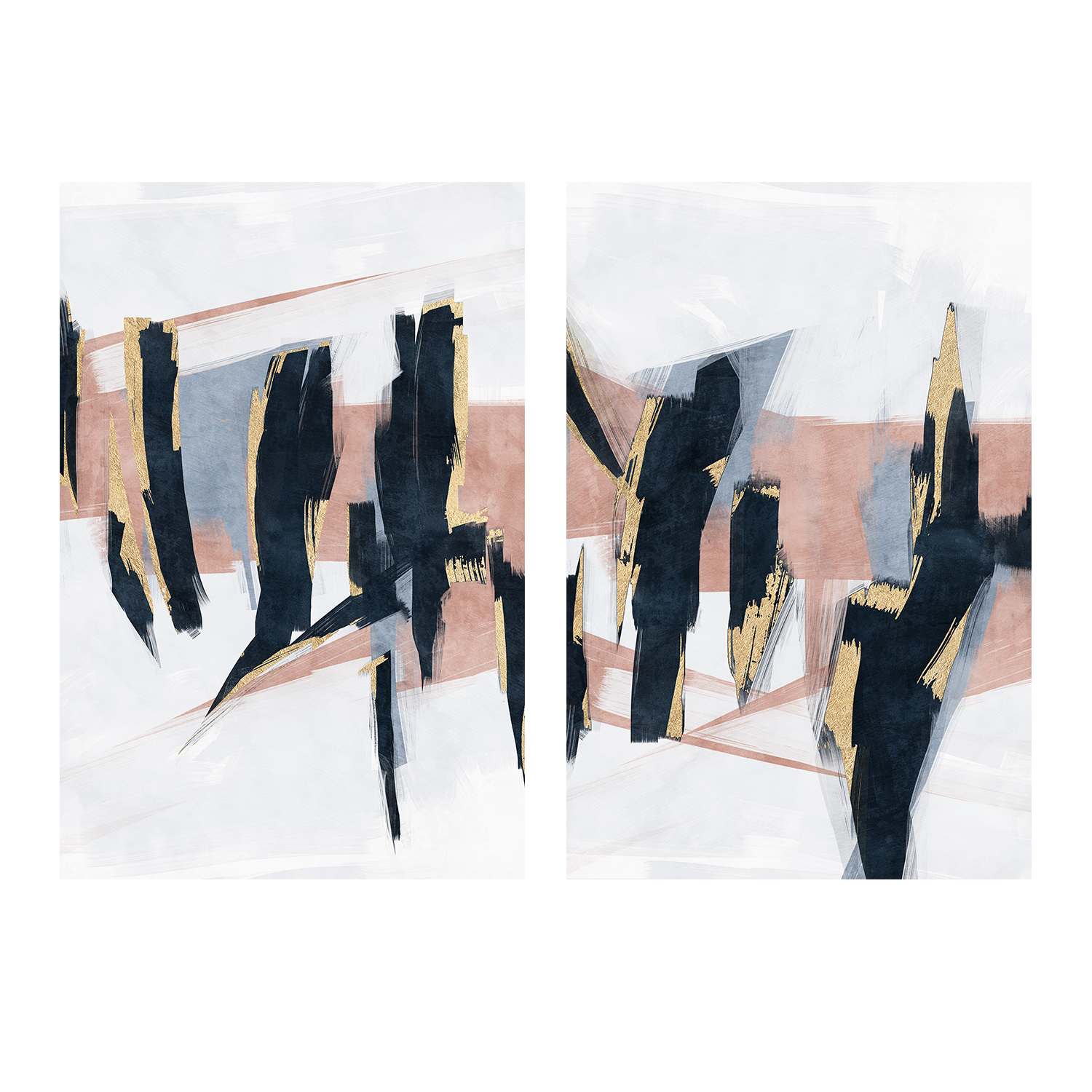 wall-art-print-canvas-poster-framed-Blue Blush, Style A & B, Set Of 2 , By Oliver Tabby-1