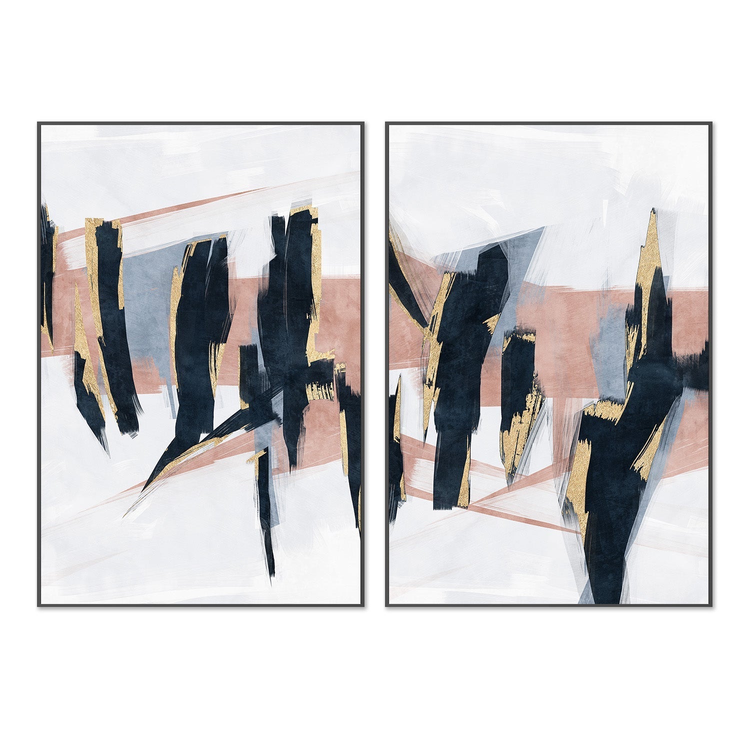 wall-art-print-canvas-poster-framed-Blue Blush, Style A & B, Set Of 2 , By Oliver Tabby-3