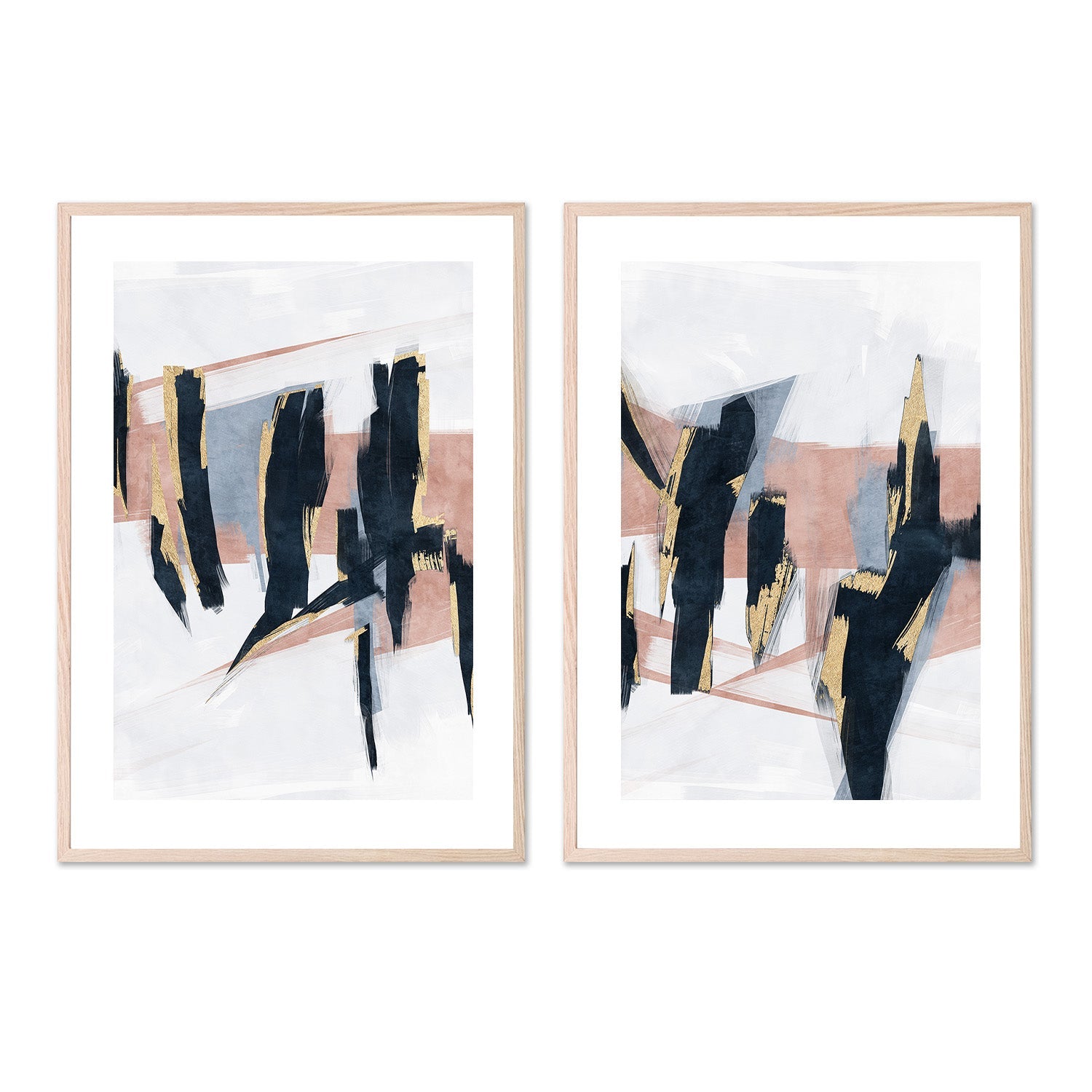 wall-art-print-canvas-poster-framed-Blue Blush, Style A & B, Set Of 2 , By Oliver Tabby-6