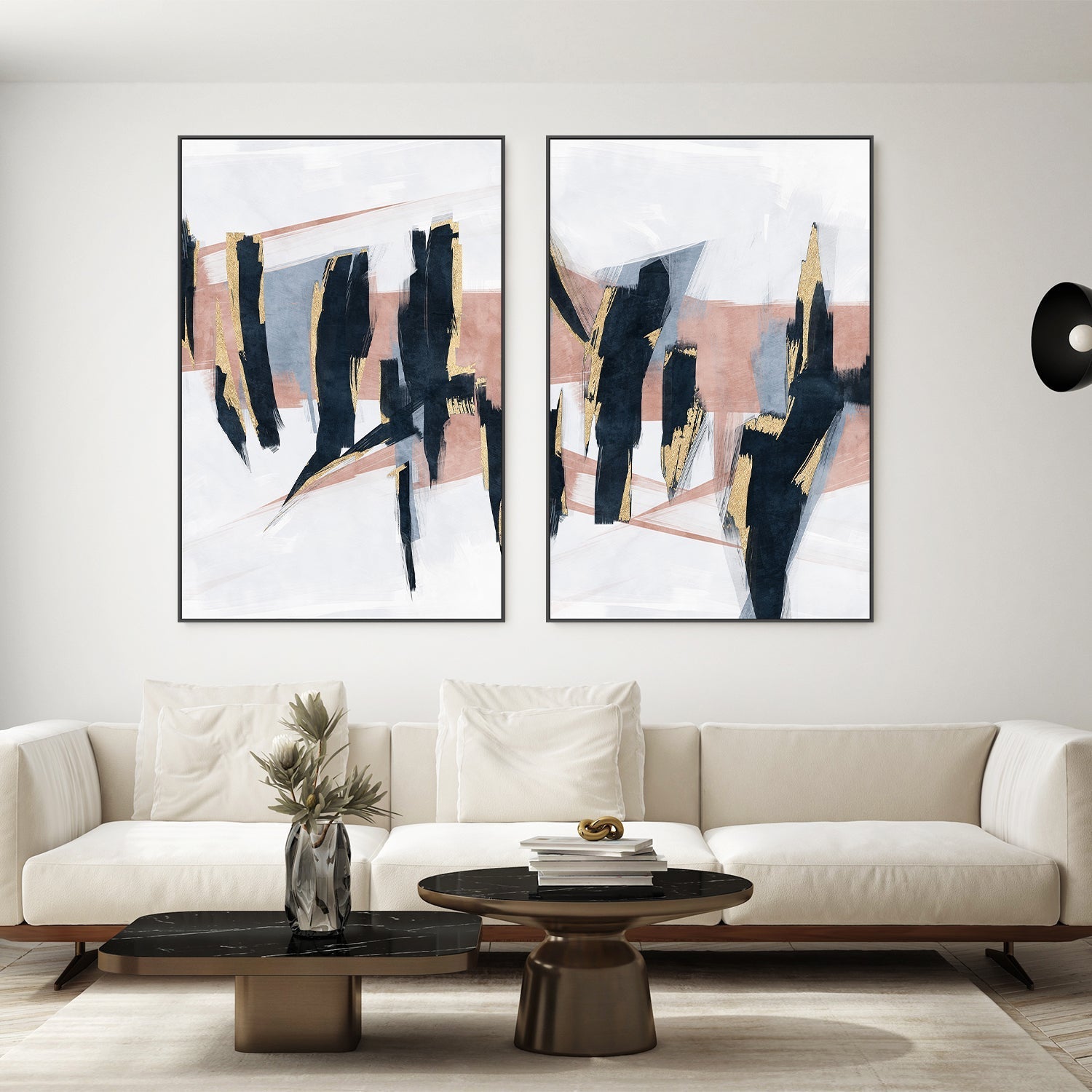 wall-art-print-canvas-poster-framed-Blue Blush, Style A & B, Set Of 2 , By Oliver Tabby-7