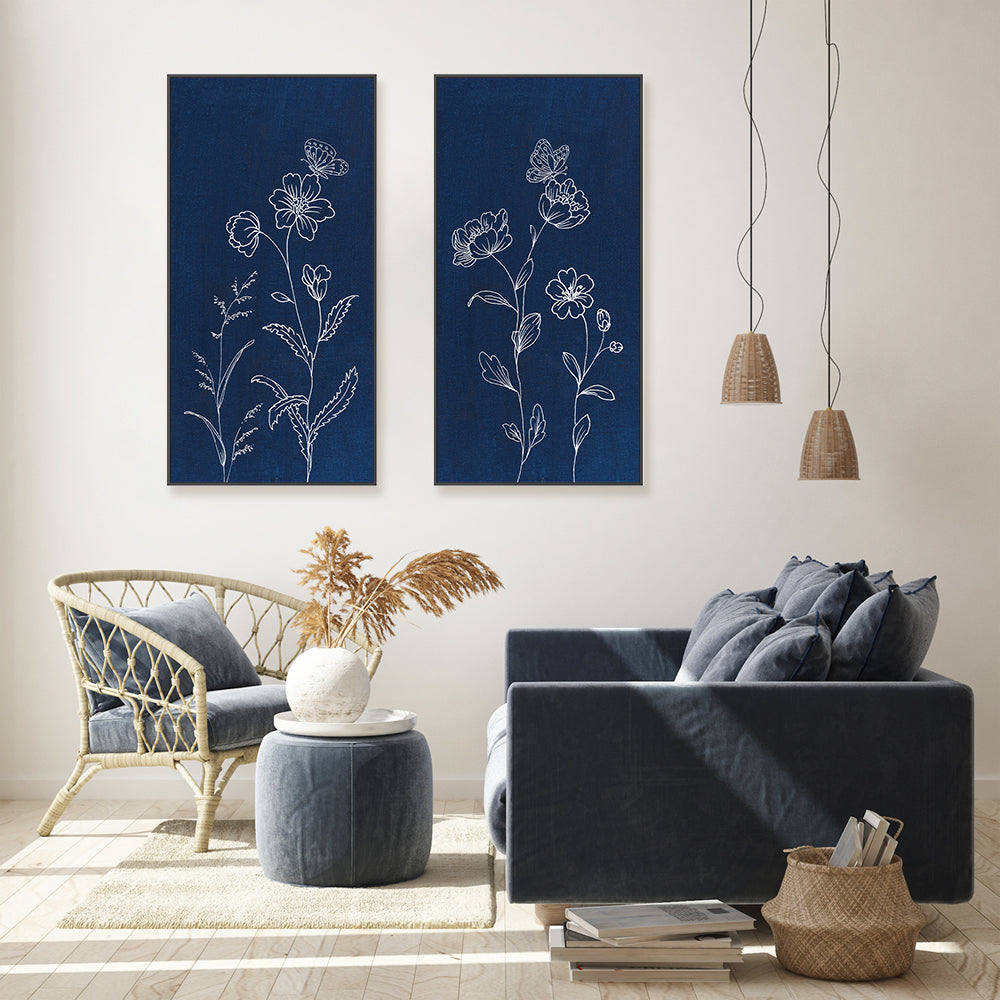 wall-art-print-canvas-poster-framed-Blue Butterfly Garden, Set of 2-by-Danhui Nai-Gioia Wall Art