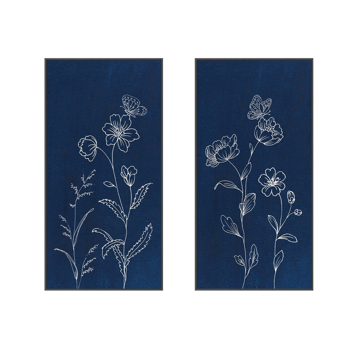 wall-art-print-canvas-poster-framed-Blue Butterfly Garden, Set of 2-by-Danhui Nai-Gioia Wall Art