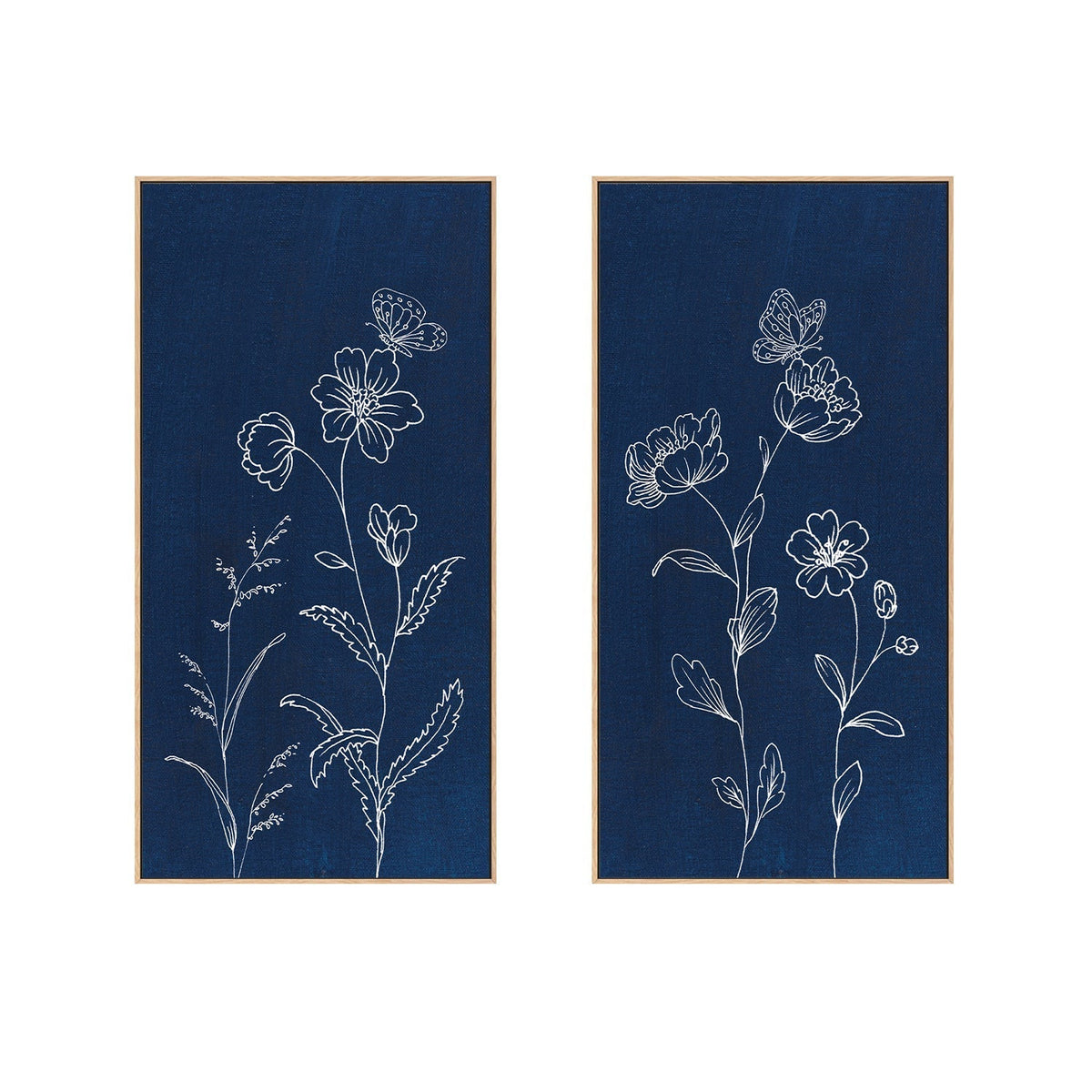 wall-art-print-canvas-poster-framed-Blue Butterfly Garden, Set of 2-by-Danhui Nai-Gioia Wall Art