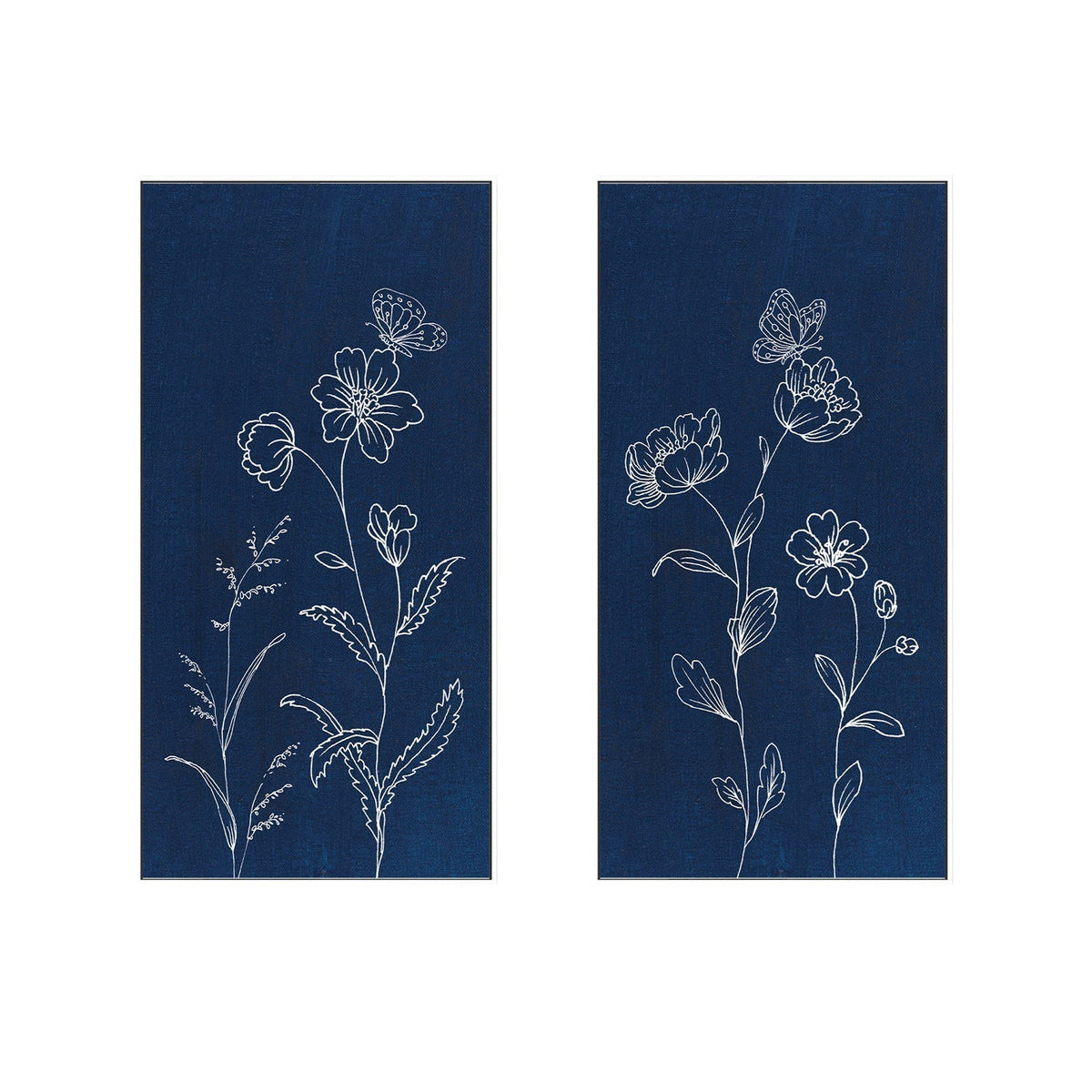 wall-art-print-canvas-poster-framed-Blue Butterfly Garden, Set of 2-by-Danhui Nai-Gioia Wall Art
