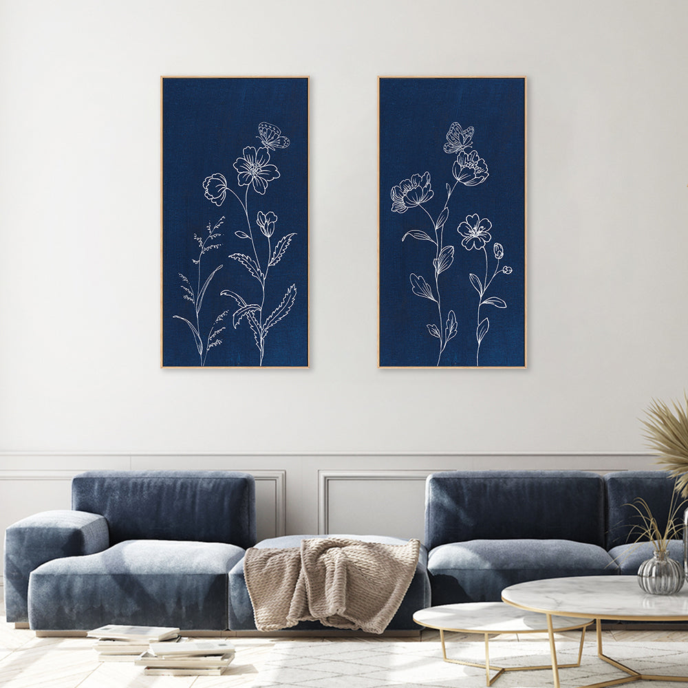 wall-art-print-canvas-poster-framed-Blue Butterfly Garden, Set of 2-by-Danhui Nai-Gioia Wall Art