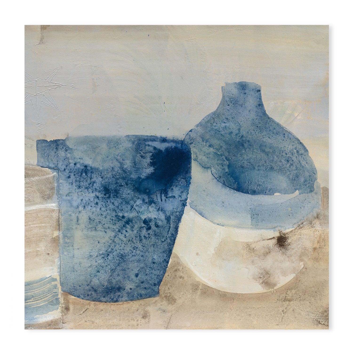 wall-art-print-canvas-poster-framed-Blue Ceramic Pots, Style A , By Albena Hristova-GIOIA-WALL-ART