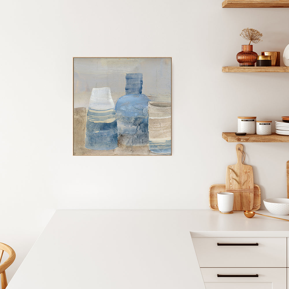 wall-art-print-canvas-poster-framed-Blue Ceramic Pots, Syle B , By Albena Hristova-GIOIA-WALL-ART