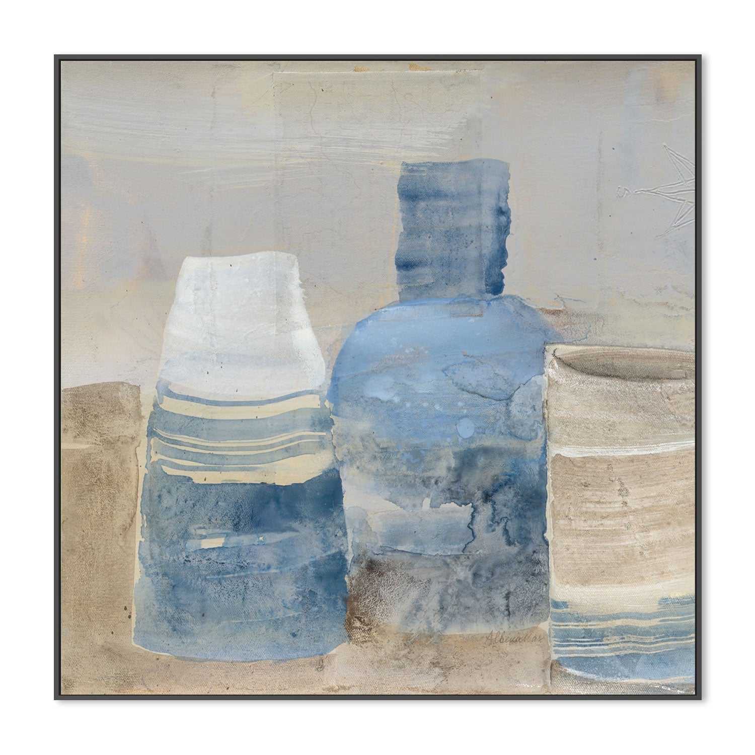 wall-art-print-canvas-poster-framed-Blue Ceramic Pots, Syle B , By Albena Hristova-GIOIA-WALL-ART