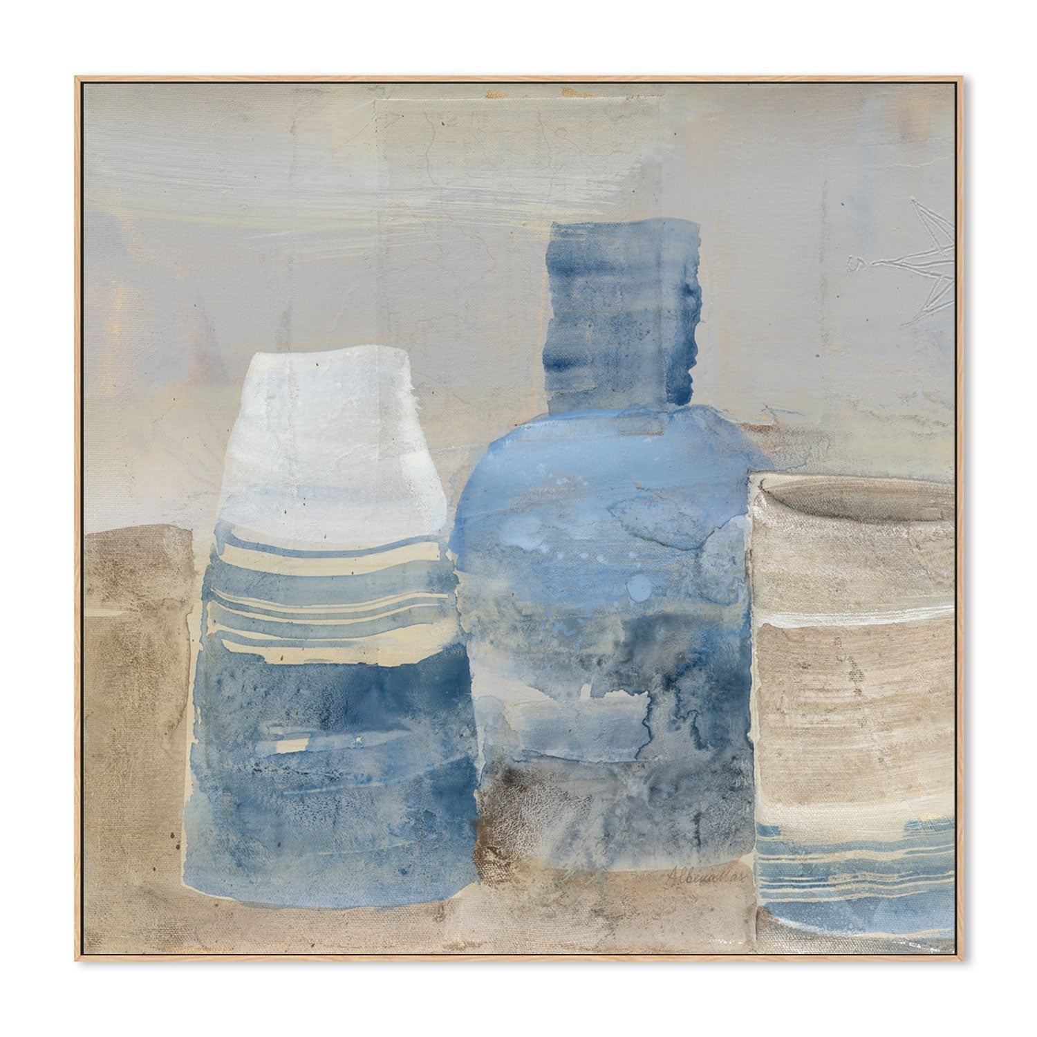 wall-art-print-canvas-poster-framed-Blue Ceramic Pots, Syle B , By Albena Hristova-GIOIA-WALL-ART