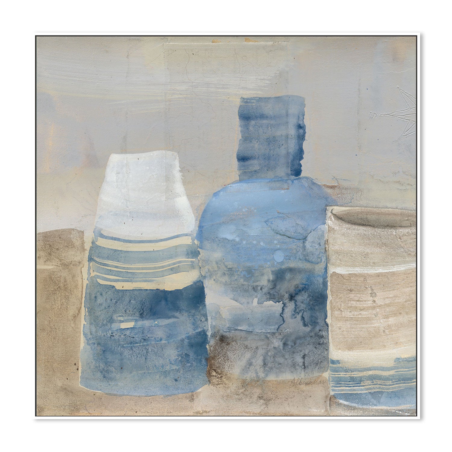 wall-art-print-canvas-poster-framed-Blue Ceramic Pots, Syle B , By Albena Hristova-GIOIA-WALL-ART